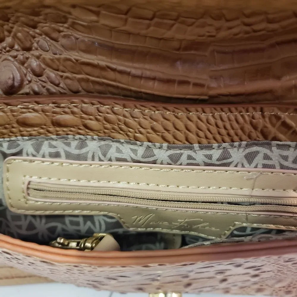 Marc Fisher Tan Croc-Embossed Women's Clutch
